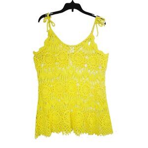 ❤️❤️❤️Gianni Bini Sz M Womens Tops Crocheted Yellow knitted had made cover up